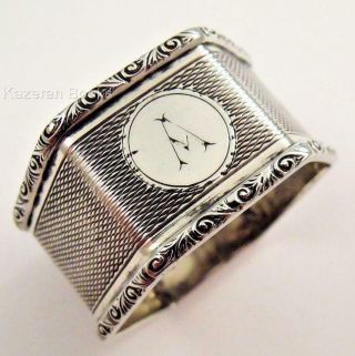 Vintage Hexagonal Sterling Silver Napkin Ring 1933 Crisford & Norris " A "