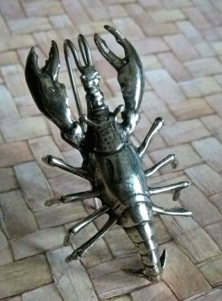 Vintage Solid Silver 800 Menu Holder Support Place Name Settings Card Crayfish