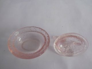 Miniature Pink Glass Hen on Nest Covered Salt Dip Dish 3