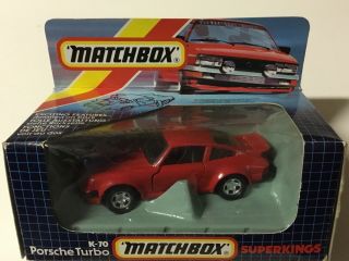 1986 Matchbox Superkings K - 70 Porsche Turbo.  Boxed Diecast Car