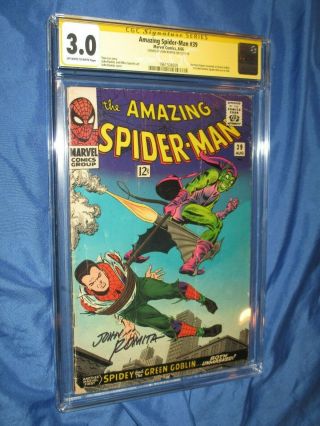 Spiderman 39 Cgc 3.  0 Ss Signed By John Romita Sr (1966 Green Goblin)