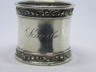 Antique Sterling Silver Gorham Napkin Ring 1875 - 1899 Engraved Lucile