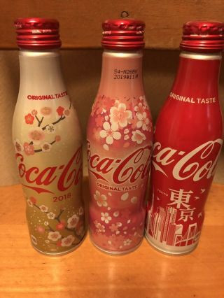 Japan Coca Cola Sakura Une Tokyo Set Limited 250ml Full Bottle Aluminum