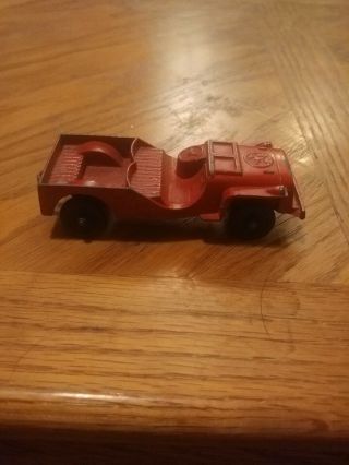 Vintage Red Tootsie Toy Jeep - Made In Usa - Large 3.  5 Inch