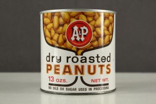 Vintage Grocery Advertising Tin A&p Dry Roasted Peanuts Atlantic Pacific Tea Co