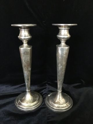 A.  M.  Soffel Co.  Sterling Silver Weighted 7 1/2” Candlesticks 382 Grams