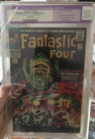 Fantastic Four 49 Cgc 5.  0 Old Purple Label Restored With Color Touch Up No Trim