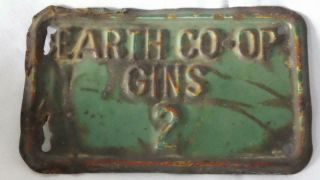 Vintage Earth (texas) Co - Op Gins 2 Cotton Trailer Tag -