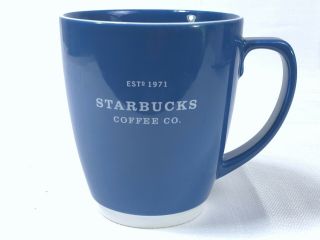 Starbucks 2007 Est 1971 Abbey Logo Coffee Cup Large Mug Blue & White 18 Oz