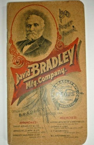 Antique David Bradley Mfg.  Co.  1900 Pocket Annual,  Calendar,