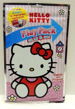 Hello Kitty Play Pack Grab & Go - 4 Crayons 25 Stickers & 24 Page Coloring Book