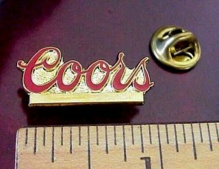 Coors Beer Gold Tone Metal And Red Enamel Logo Lapel /hat Pin