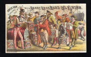 1893 Trade Card - Columbian Exposition - Uncle Sam - Berry Bros Hard Oil Finish