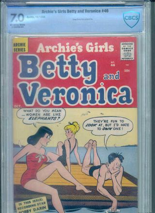 Archie`s Girls Betty And Veronica 46 Cbcs 7.  0 (classic Cover Only 1 Cgc)