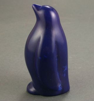 Hand Carved Soapstone Penguin - Made In Kenya - Navy Blue.