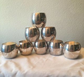 8 Vintage Towle Ep Silver Plated Cups Punch Roly Poly 4322 Gorgeous Set Nib