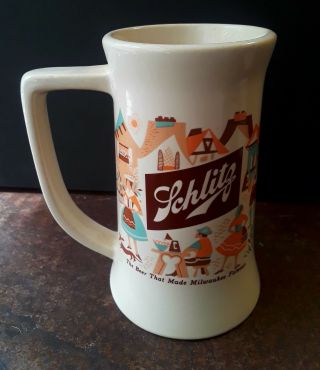 Schlitz Milwaukee Beer Mug Bavarian Ceramic 12 Oz Stein Advertising Vintage