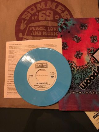 Woodstock 50 - Brown Acid / Tower 2019 Us Promo Blue Vinyl 45 7 " & Bandana Pins