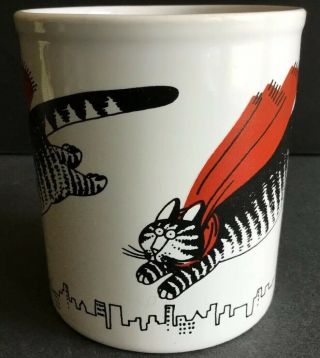 Vintage Kiln Craft B Kliban Hero Red Flying Cat Coffee Mug Made in England 2