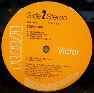 TOOMORROW SELF TITLED OG UK STEREO RCA VICTOR LP LSA 3008 1/1 OLIVIA NEWTON - JOHN 4