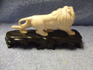 Vintage Ivory Color Lion On Stand Plastic Figurine Hong Kong Vita Co. 4