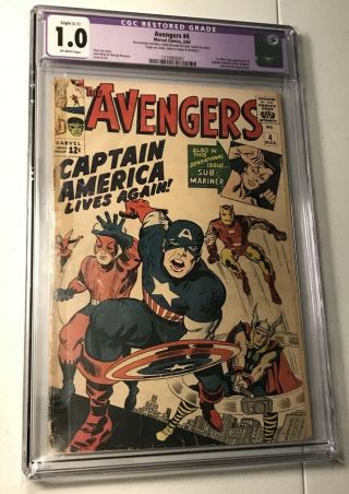 Avengers 4 (1964) - Cgc 1.  0 (purple) - 1st Sa Captain America - Avengers
