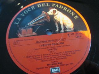 VERDI I VESPRI SICILIANI 1990 MUTI SCALA LIVE ITALY 3LP: HMV DIGITAL STEREO BOX 4