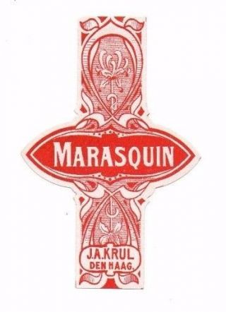 Netherlands - Vintage Label - J.  A.  Krul,  Den Haag - Marasquin