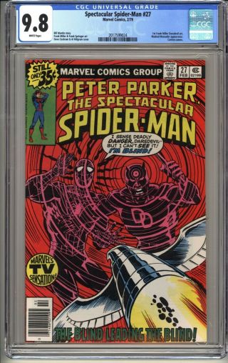 Spectacular Spider - Man 27 Cgc 9.  8 Wp Nm/mint 1st Frank Miller Daredevil Art