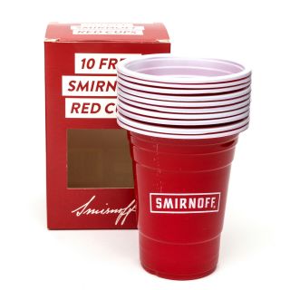 Smirnoff Plastic Cups 10 Pack 400ml Red festival Party Barbeque BBQ Home Bar Pub 2