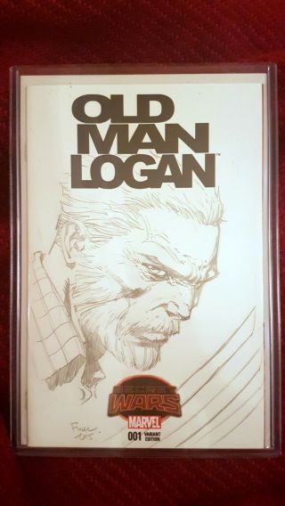 Old Man Logan Wolverine 1 Variant Art Sketch & Signed By David Finch