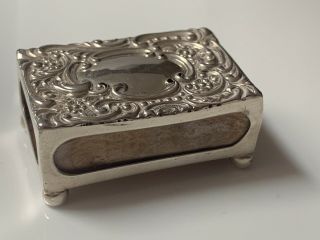 Victorian 1889 Solid Sterling Silver Matchbox Holder Crisford & Norris,  B’ham