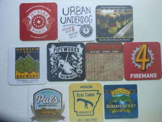 10 Craft Beer Coasters - Pals,  Pipeworks,  Mountain Tap,  Urban Underdog,  Covenhoven