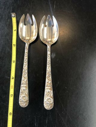 2 S.  Kirk & Son Inc Sterling Silver Floral Repousse Ice Cream Jam Spoons 5 1/2”