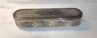 Wmf Alpacca Art Nouveau Jewellery Box With Glass Liner Rose Pattern For Neil
