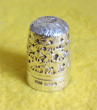 Vintage Henry Griffith & Son Hm 1919 Sterling Silver Thimble Flower Design