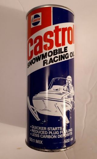 Rare Canadian (toronto) " Castrol Snowmobile Racing Oil " 500 Ml Empty Can