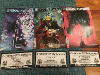 Neon Future 1,  2,  3 Cover A Signed By Aoki Nm With Impact Theory 3 Comic Set