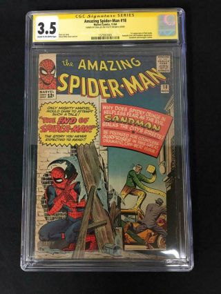 Cgc Ss Spider - Man 18 (1964) Signed By Stan Lee 1st Ned Leeds Key Book