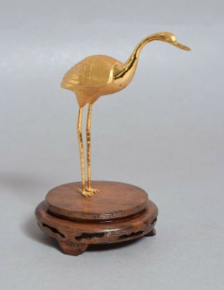 Fine Chinese Japanese Silver Gilt Figure Of A Wading Bird 99.  9 Grade Silver