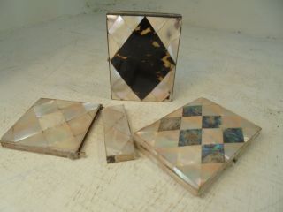 3 Antique Mother Of Pearl,  Abalone Card Cases,  Restoration