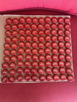 100 Red Budweiser Crown Beer Bottle Caps No Dents.