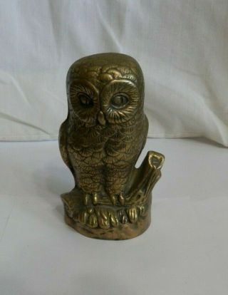 Vintage Brass Owl Figurine 5 1/2 " Tall