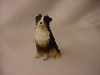 Australian Shepherd Tricolor Puppy Hand Painted Figurine Dog Miniature Sm Mini