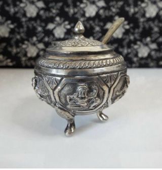 Antique Early 20th Century Indian Silver (800) Condiment Set 3