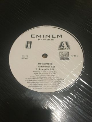 EMINEM - My Name Is 12” Vinyl 1999 Ex Cond Slim Shady Marshall Mathers Dr Dre 4