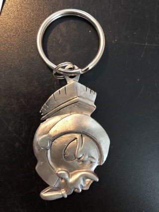 Pewter Marvin The Martian Looney Tunes Silver Metal Keychain