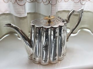 Antique Victorian Silver Plated Chased Tea Pot
