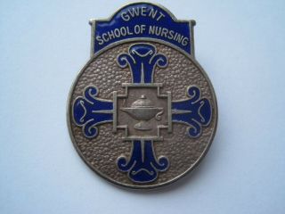 Rare Solid Silver & Enamel Gwent School Of Nursing Badge,  Hallmarked