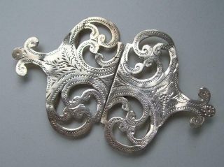 Fine Engraved Antique Victorian Solid Sterling Silver Nurse Belt Buckle Brm 1901 3